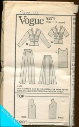 9271 VOGUE UNLINED JACKET,TANK TOP,PANTS,LONG SKIRT PATTERN 12